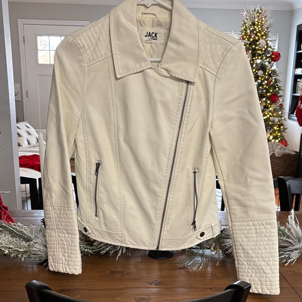 Jack by BB Dakota Women's Cream Leather Jacket